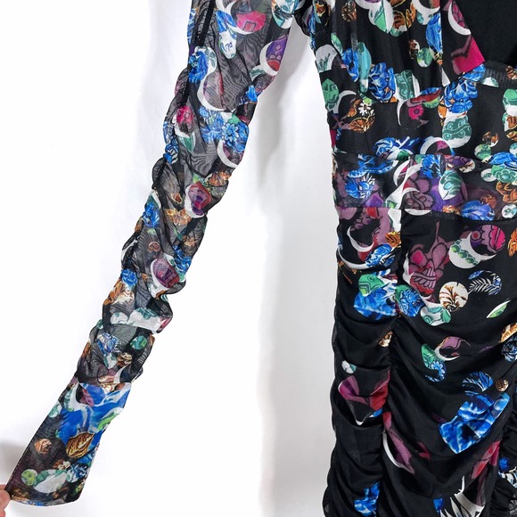 Desigual M.‎ Christian Lacroix Confetti Dress Black Mesh Long Sleeve Mini Sz XS - Picture 7 of 10